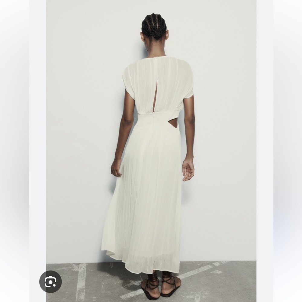 ZARA CUT OUT PLEATED MIDI DRESS - Picture 6 of 8